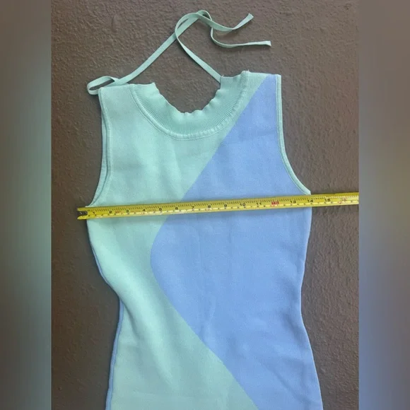 Aachoae Y2K Summer Sleeveless Bright Form-fitting Dress Green & Blue Size S - Picture 5 of 12